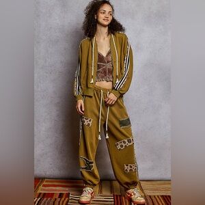 P51 POL Olive Patchwork Pants & jacket Set